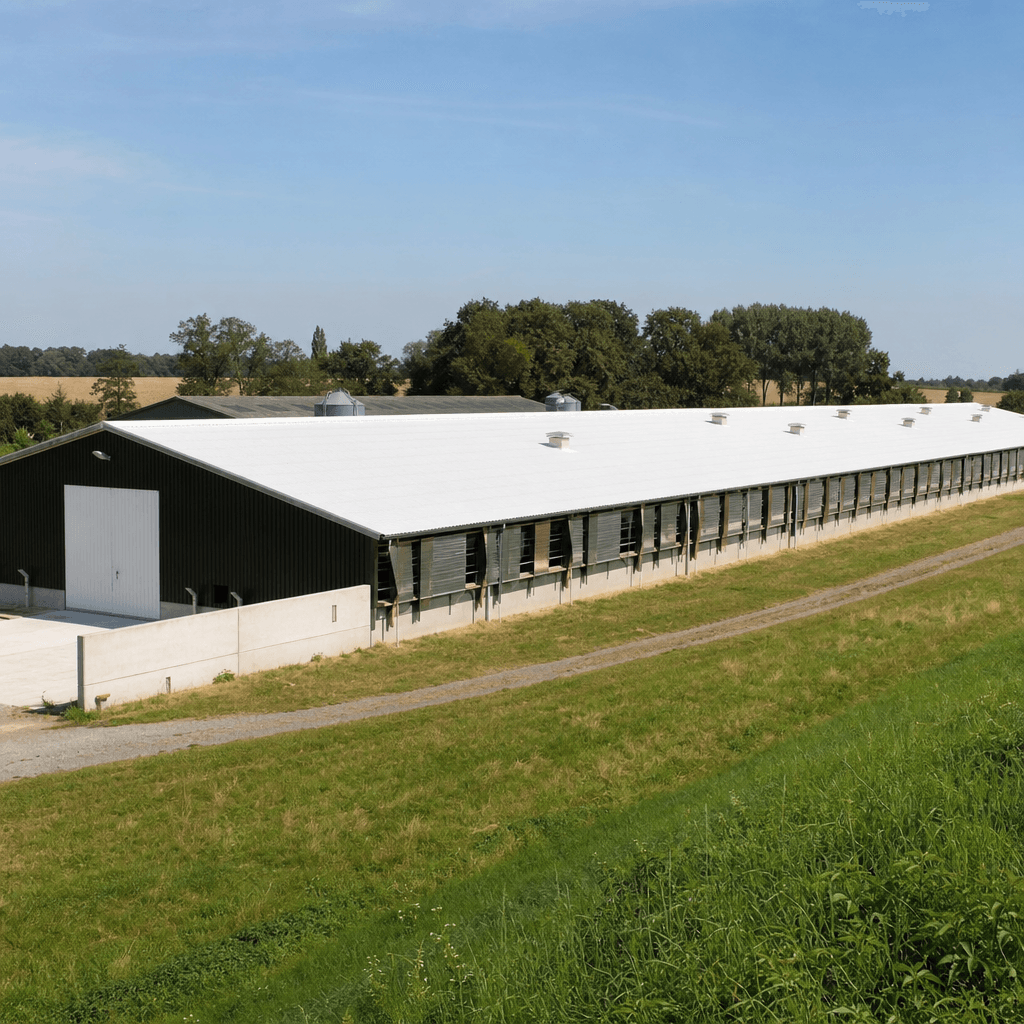 Animaux en bâtiment agricole rafraîchi