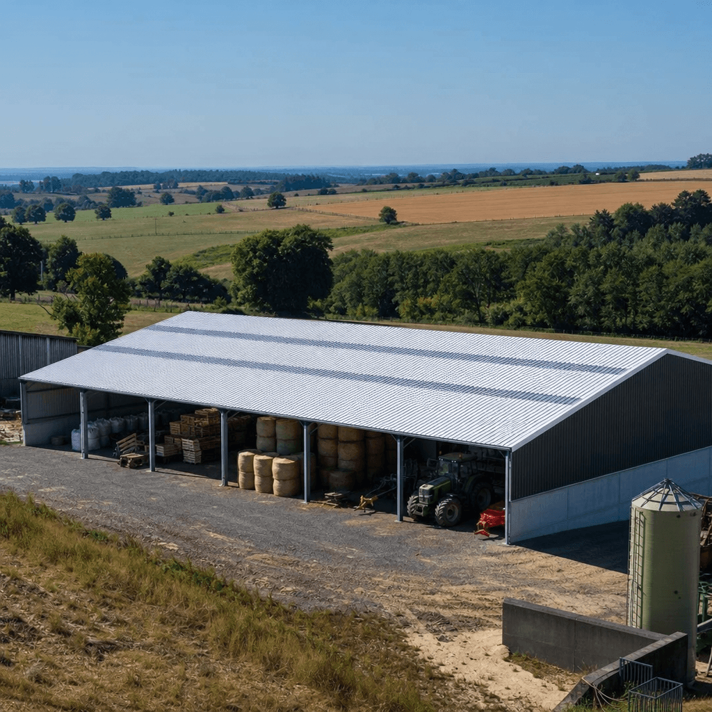 Hangar agricole de stockage de fourrage